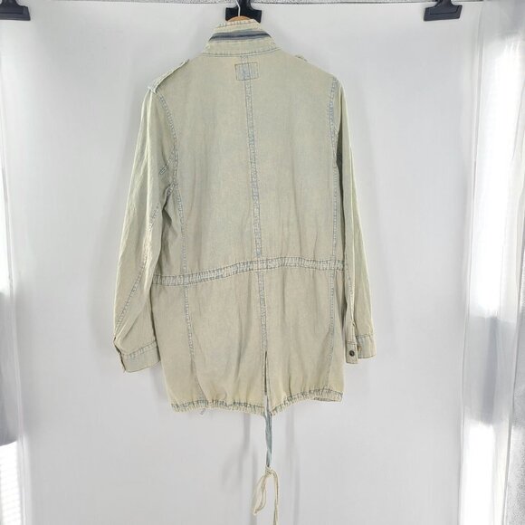 NWT Hayden Los Angeles Denim Jacket Women’s Sz M Cinch Waist Cargo Green Denim - Picture 3 of 6